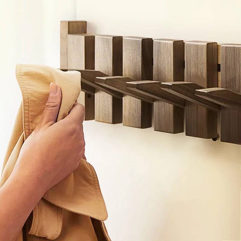 Wall Coat Rack - Piano Key Style, Wall Hangers Black Walnut Wall Mounted Coat Rack for Add Musical Elegance to Your Home Decor