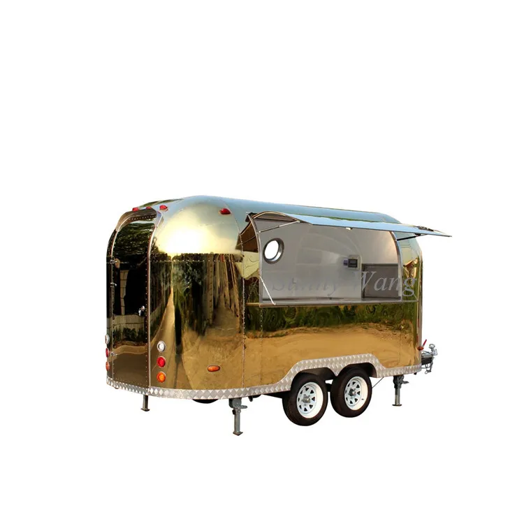 4 メートルの長さのミラーのステンレス鋼の食品トレーラー販売のための移動式中古フード トラック