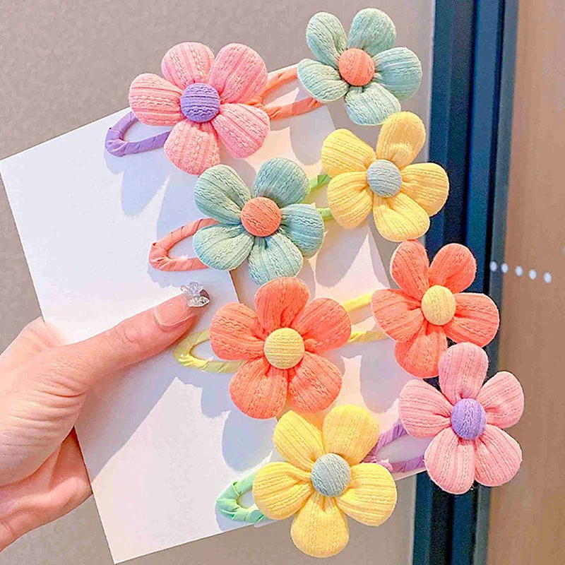 2-Piece Set Children\'s Cute Fabric Flower Pair Clip Hair Accessories Girl Hairpin Temperament Clip Baby Headdress Wholesale