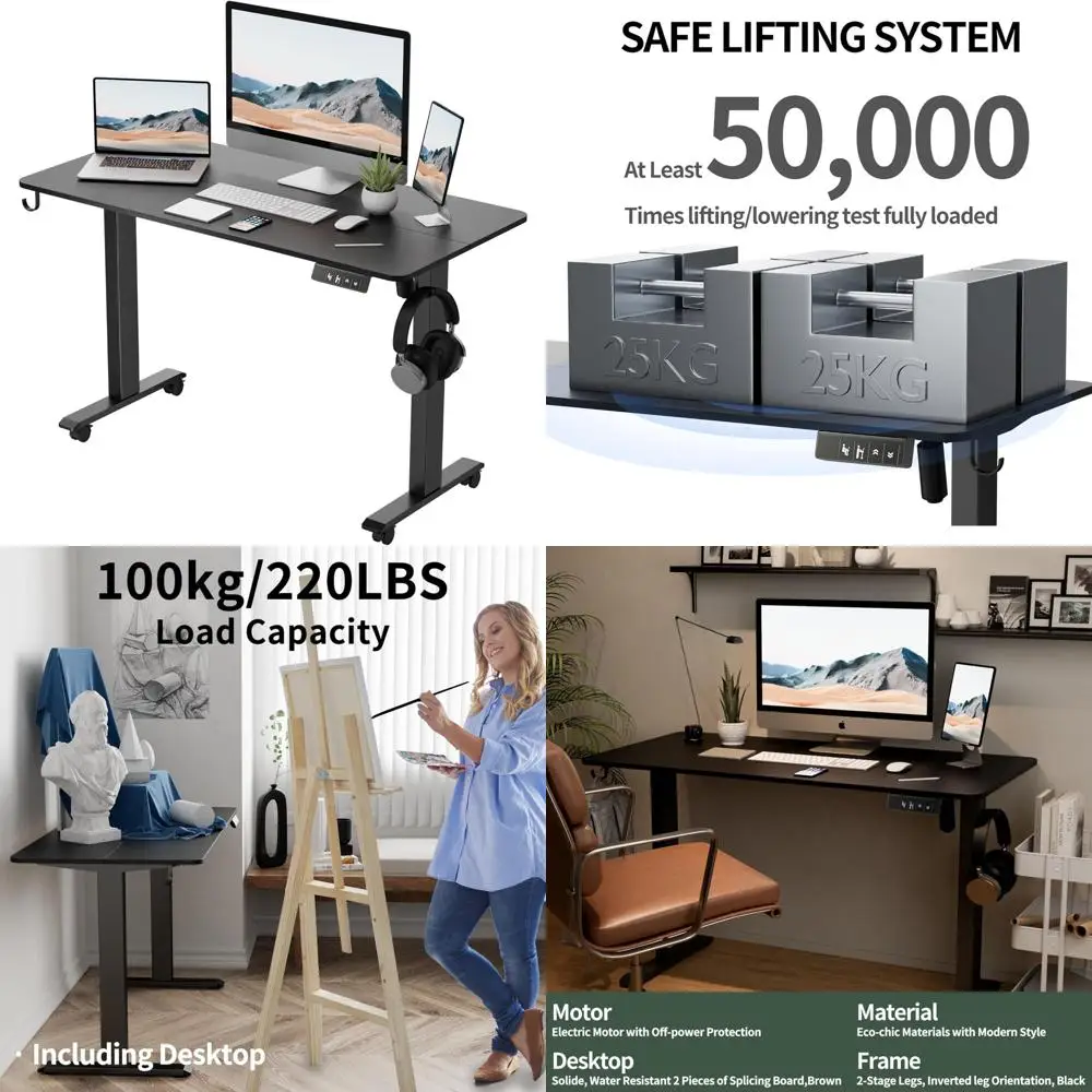 

Electric Sit-Stand Desk, 47 x 24 Adjustable Height Desk with Split Surface for Office Use