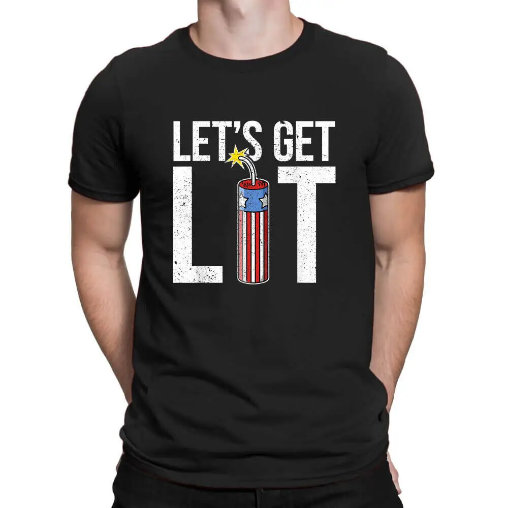 

BEST TO BUY Let's Get Lit Fireworks USA Flag USA Day S-5XL L T-Shirt