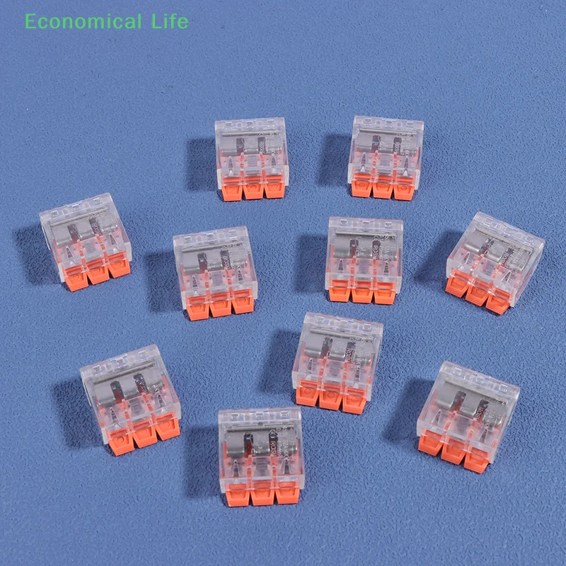 10PCS Orange Combination Cable Connector Fast Compact Cable Electrical Clamp Kit Connector Terminal 1 In And Out Wire Connector