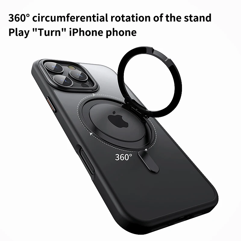 Luxe magnetisch 360° ° Rotatie Stand Skin Feel Doorschijnend hoesje voor IPhone 17 16 15 14 13 Pro Max 16 Pro met Ringhouder Cover