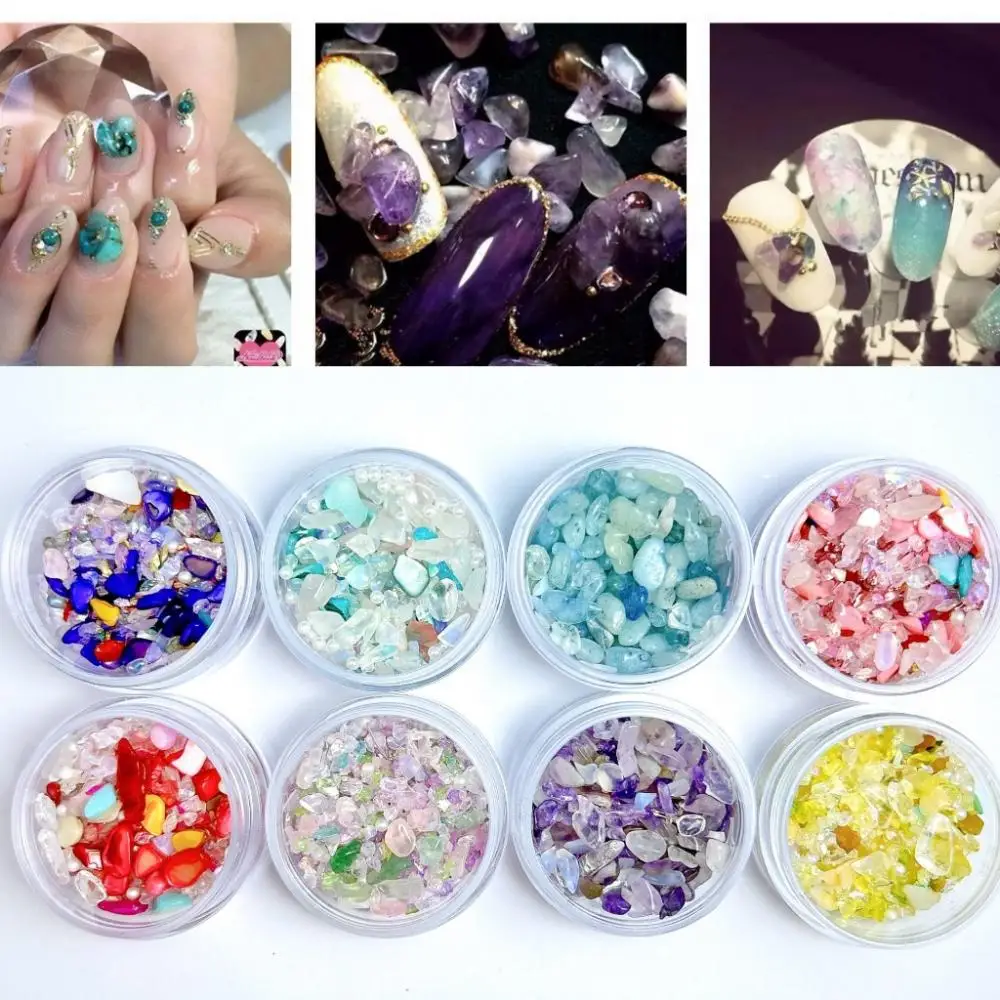 

1Box Dopamine Colored Natural Stone Nail Art Charms Irregular Mini Crushed Stone Nail Decorations Handmade DIY Manicure Supplies