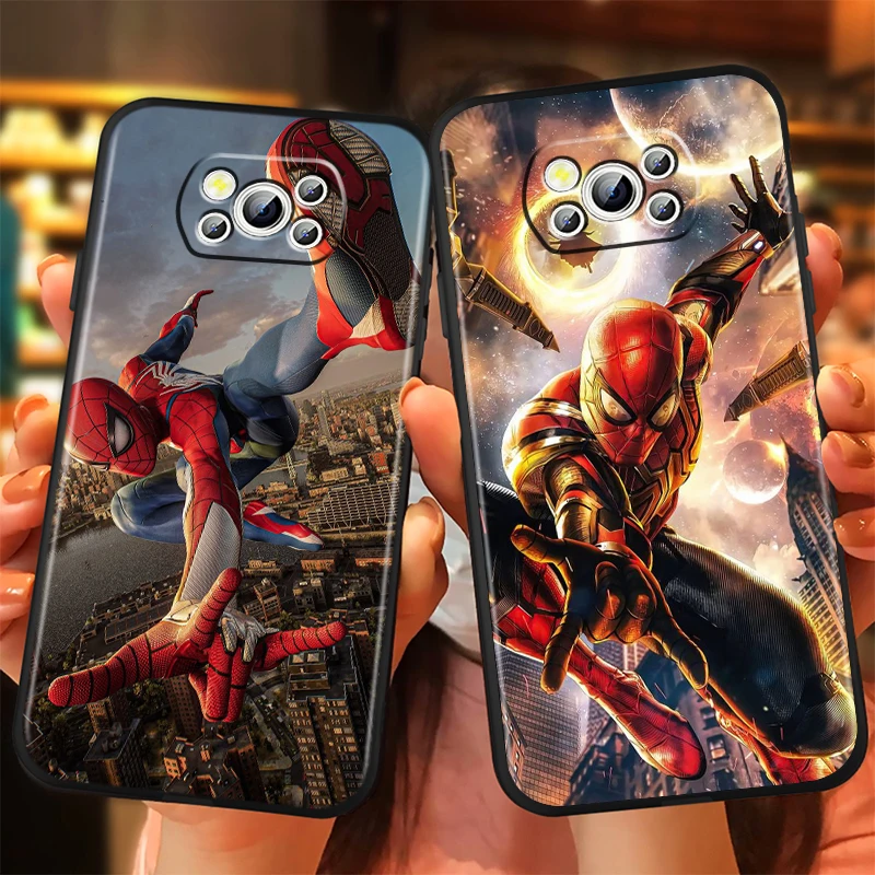 Marvel Spider-Man Art Cool For Xiaomi Mi Poco F5 F4 F3 X6 X5 X4 X3 M6 M5 M5S M4 M3 C65 Pro GT NFC 5G Black Funda Phone Case