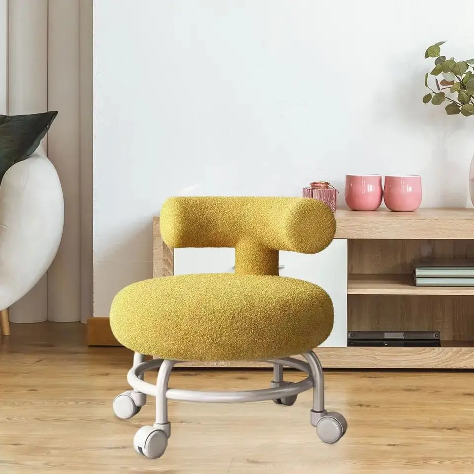 Rolling Step Stool com encosto, Cadeira Rodas para sala