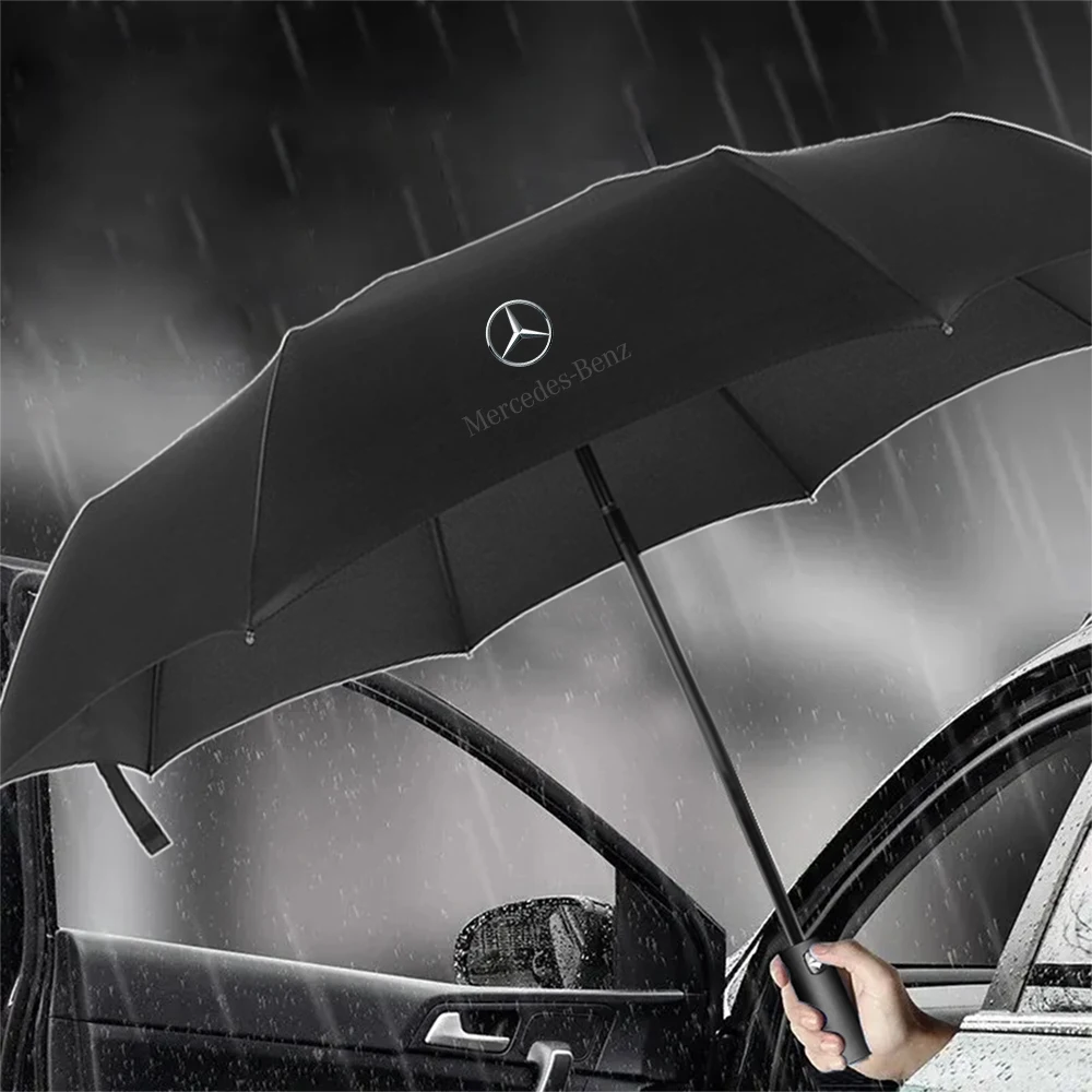 1pcs Car Logo Umbrella Rain Wind Resistant Rainproof Snow blocking Outdoor Portable Parasol For Mercedes Benz AMG A CLA GLB W168 - view 2