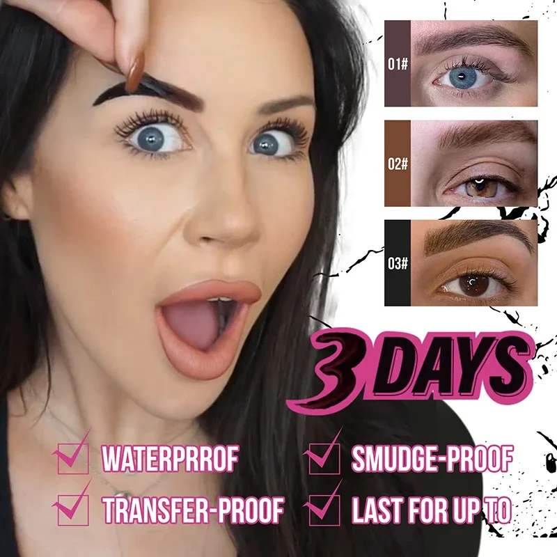 Tattoo Brow Peel Off Tint with Stencils - Semi-Permanent Eyebrow Tint Lasts Up to 3 Days - Waterproof Easy to Apply Long-Lasting