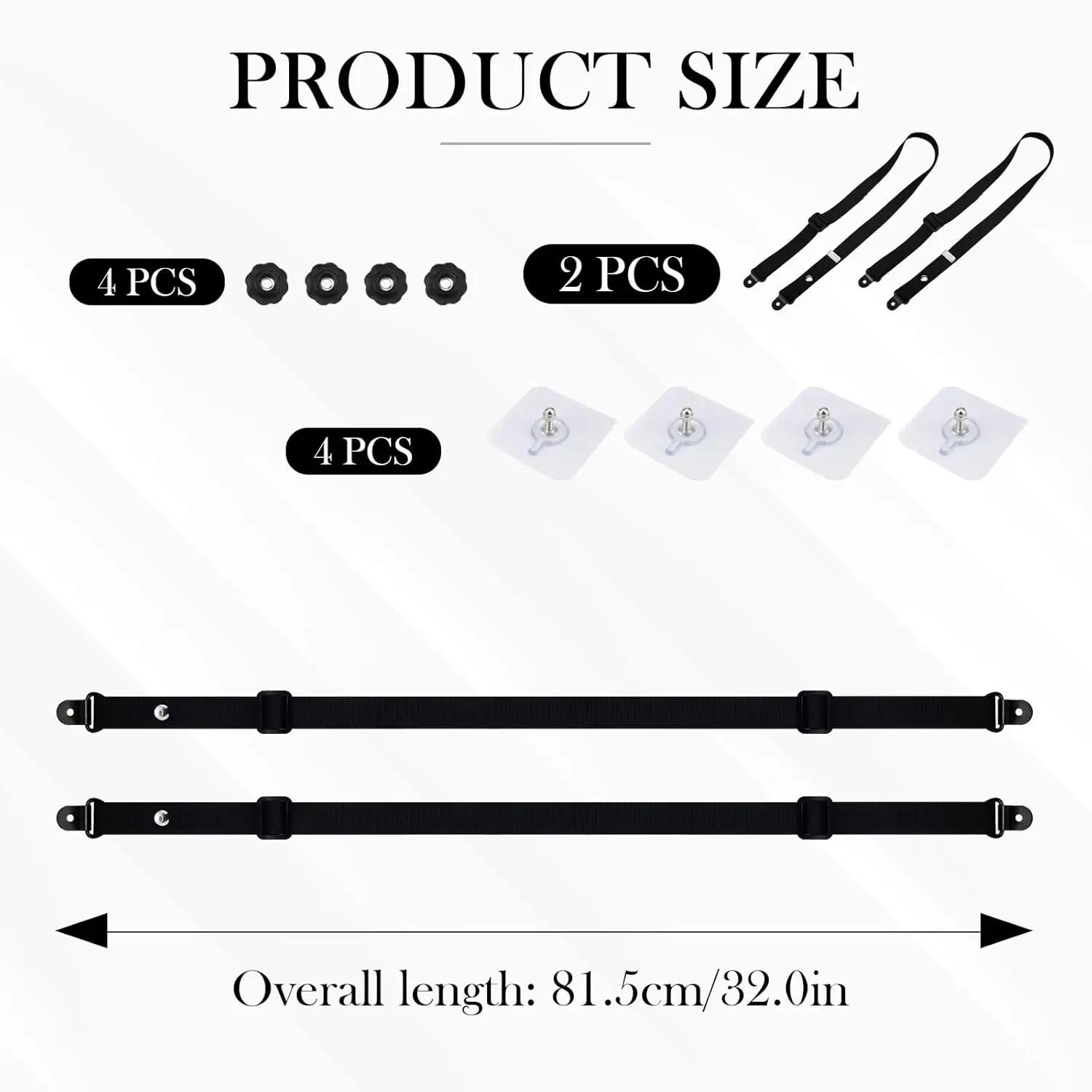 Adjustable TV Safety Straps, Wall Anchors Prevent Falling Strap, No-Drill Adhesive Anti-Tip Furniture Anchors for Baby Proofing