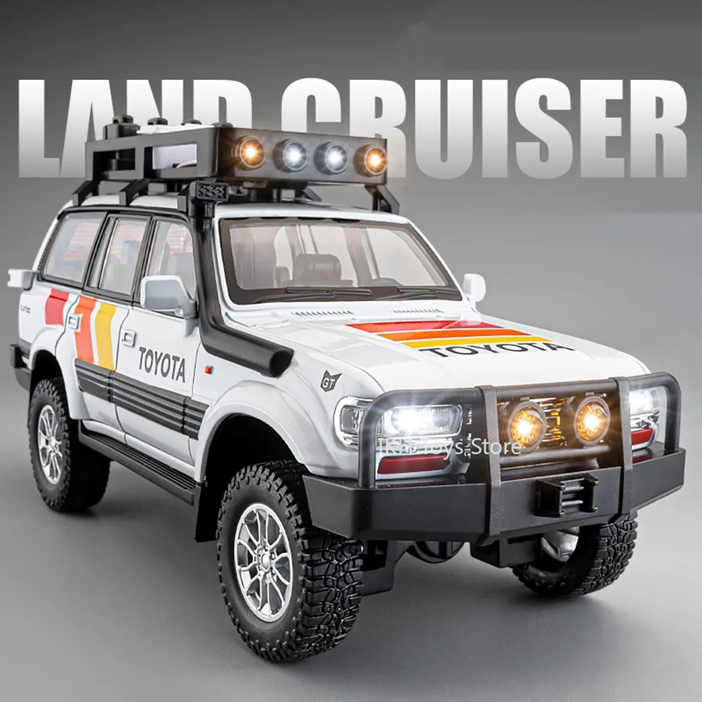 

1:24 Land Cruiser LC80 Model Toy Cars Metal Diecast FJ Cruiser Off-road Vehicles Sound Light Pull Back Doors Opened Boys Gifts