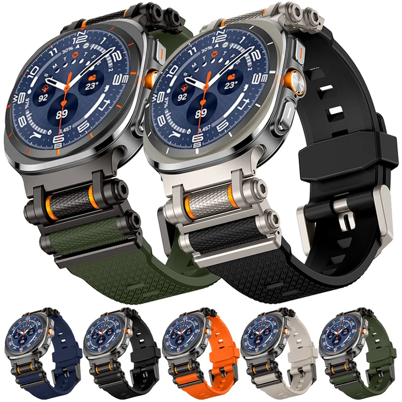 

No Gaps Rubber Strap For Samsung Galaxy Watch 8 Ultra 47mm Sports Silicone Band For Samsung Galaxy Watch 7 Ultra 47mm Bracelet