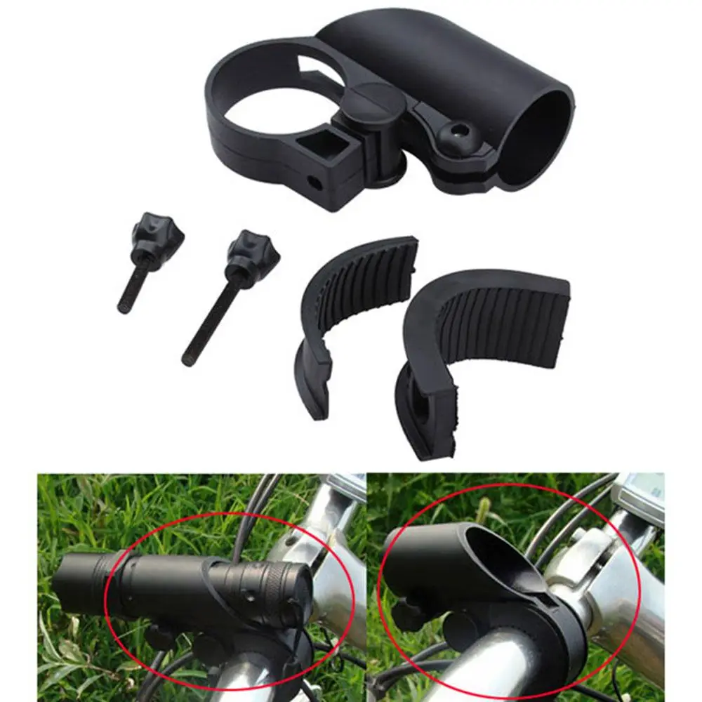 Cycling Grip Black Bike Flashlight LED Torch Clip Clamp Cycling Handlebar Mount Light Holder Bicycle Light Lamp Stand