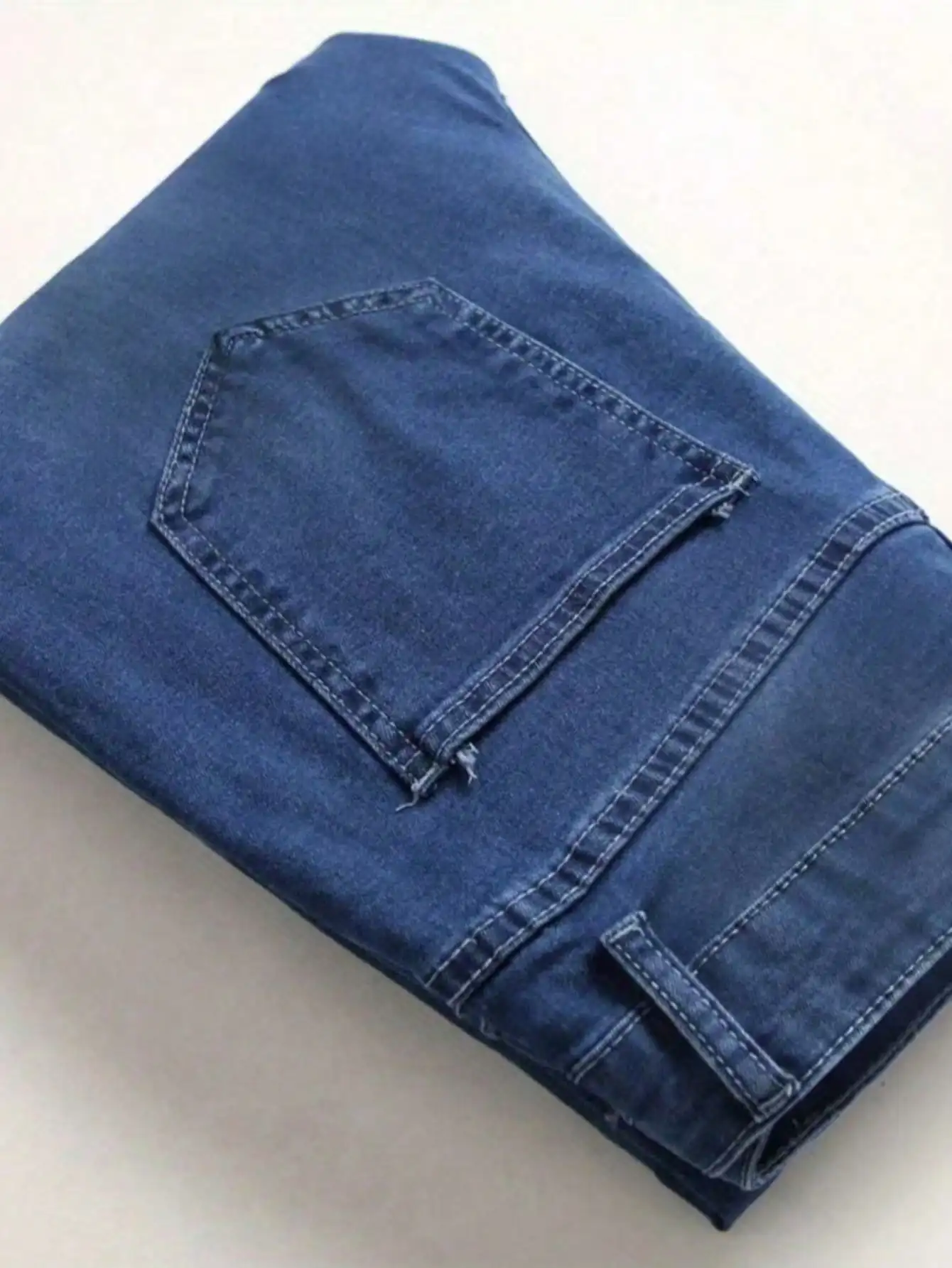 Men's slim fit jeans, tailored fit, long length jeans, multi pocket design, light pastel blue color, suitable for both work and