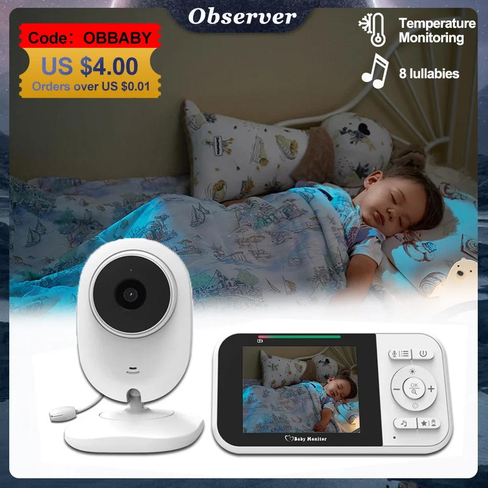 

Video Baby Monitor 2.4G Wireless With 2.8 Inches LCD 2 Way Audio Talk Night Vision Surveillance Security Camera Babysitter SP218