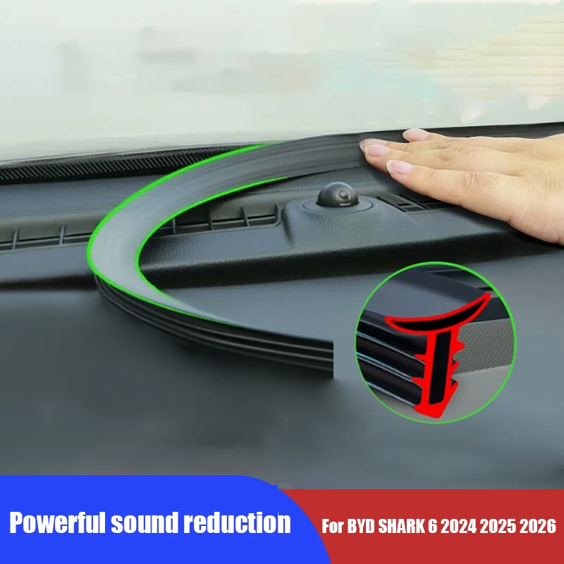 For BYD SHARK 6 2024 2025 Car center console instrument panel sound insulation sealing strip front windshield gap plug strip