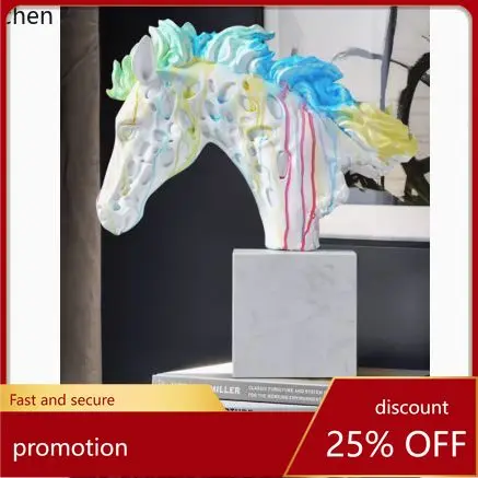 

CZ Creative Artwork Sculpture Horse Painting Home Hotel Villa TV Cabinet Side Cabinet Wine Rack Side Table Decoration