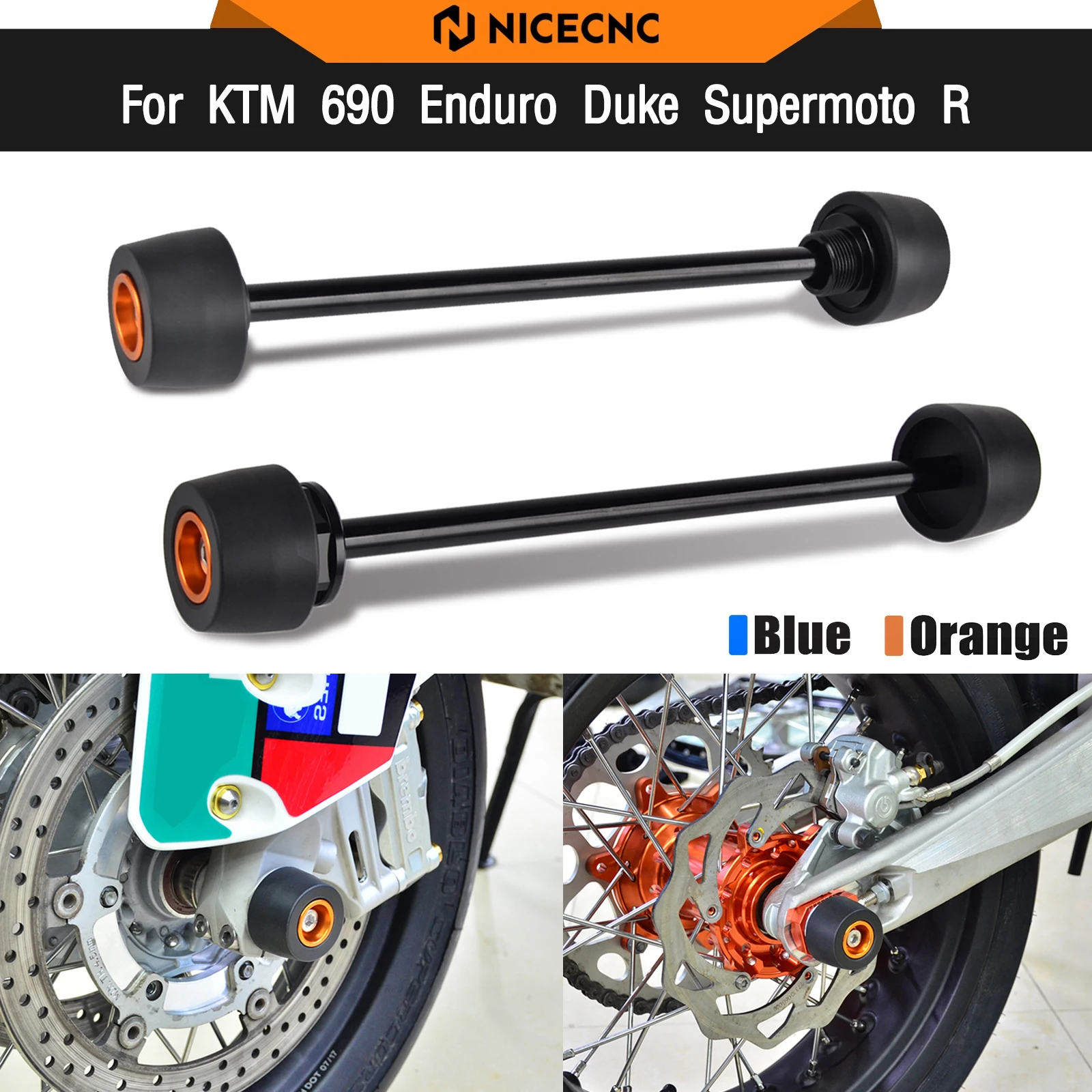 

For KTM 690 SMC R 690 Duke/R 690 Supermoto/R Front Rear Axle Fork Crash Slider Protector Husqvarna 701 Supermoto VITPILEN