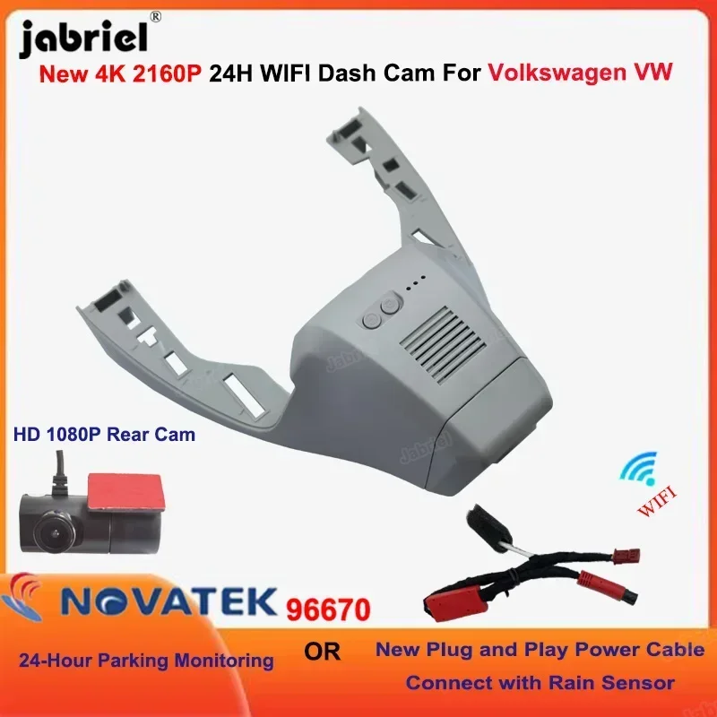 4K WIFI Car DVR Dash Cam Front and Rear Camera For Volkswagen VW T-Roc AC7 A11 2017 2018 2019 2020 2021 2022 Video Recorder