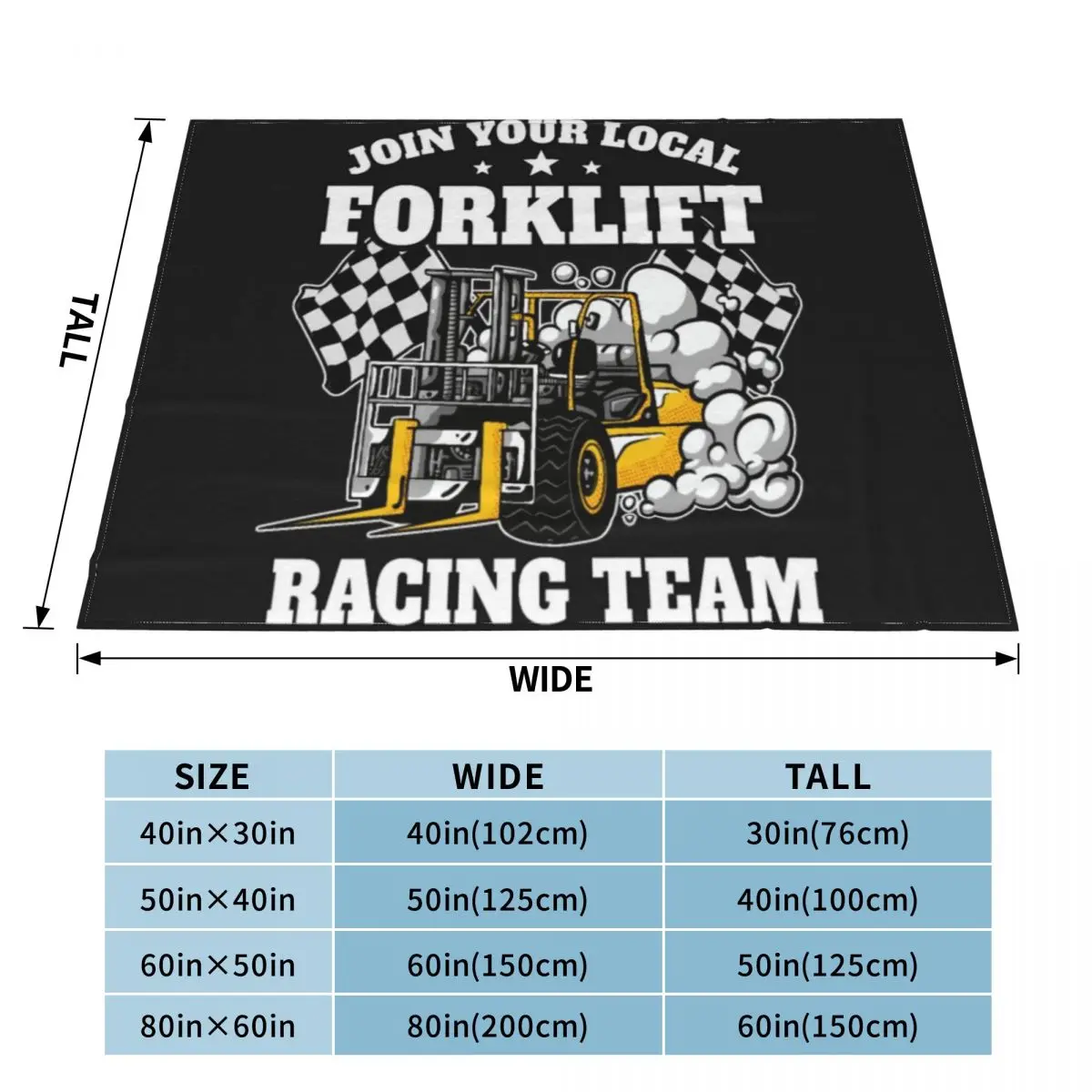 Forklift Racing Team Funny Throw Blanket Warm Sleeping Bag Luxury Plush Blankets