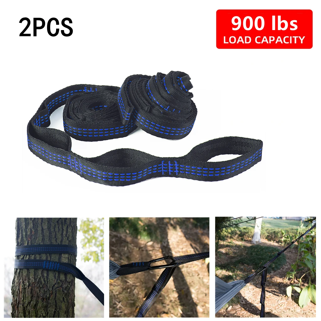 

2 Pcs Outdoor Hammock Straps Special Reinforced Polyester Load-Bearing Barbed Black Camping 10 Ring Camping Swing rope Straps