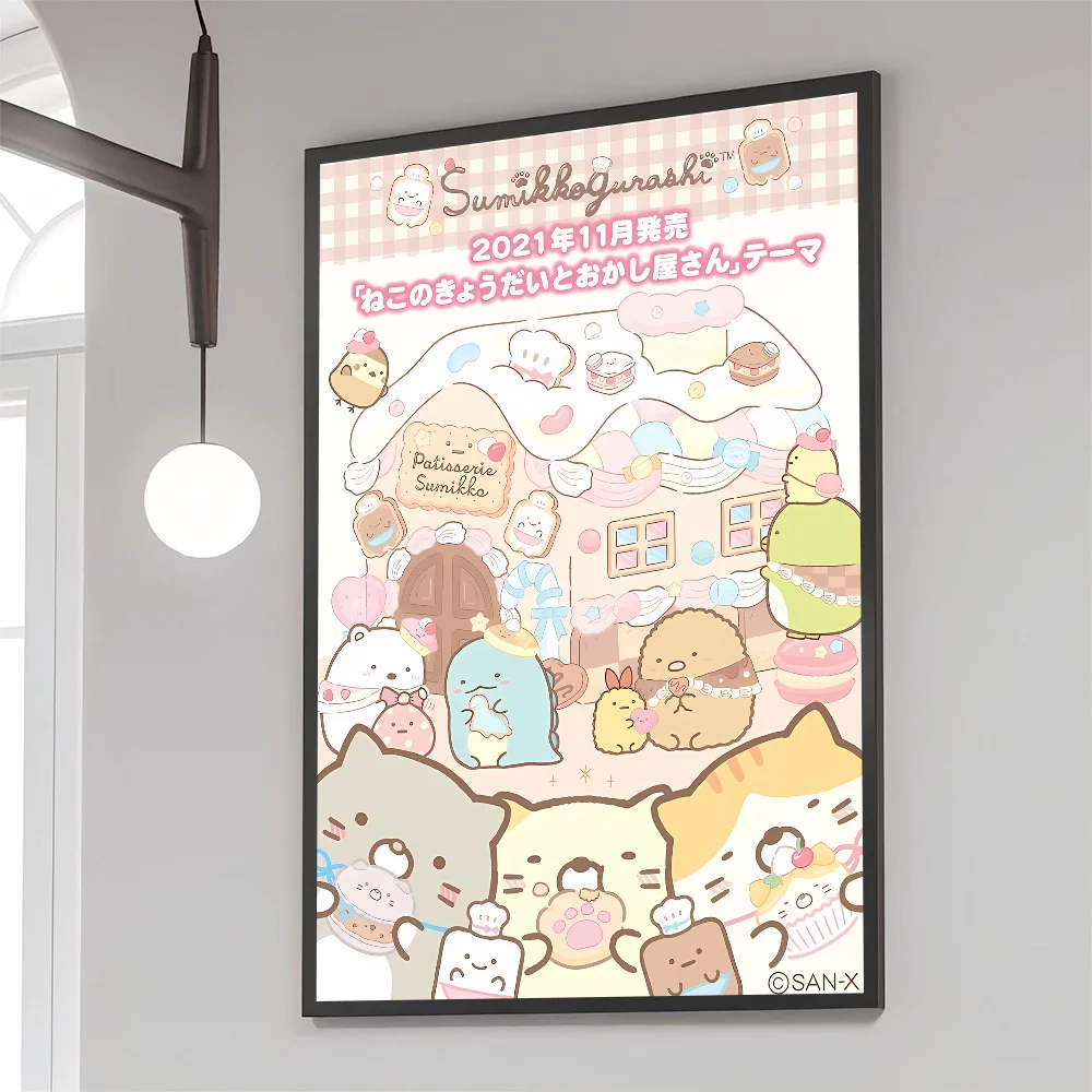 Japão anime sumikko gurashi cartaz auto-adesivo arte adesivo de papel à prova dwaterproof água café casa bar decoração da parede do quarto