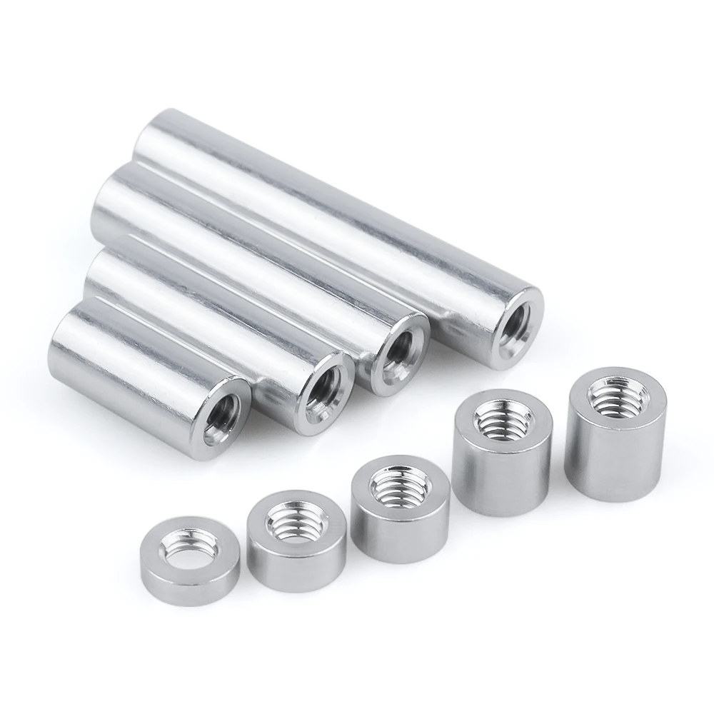 100pcs/Lot M3 M4 M5 M6 M8 Aluminum Threaded Round Spacers Flat Washer Bushing Gasket Spacer Sleeve Standoffs Length 3mm to 60mm