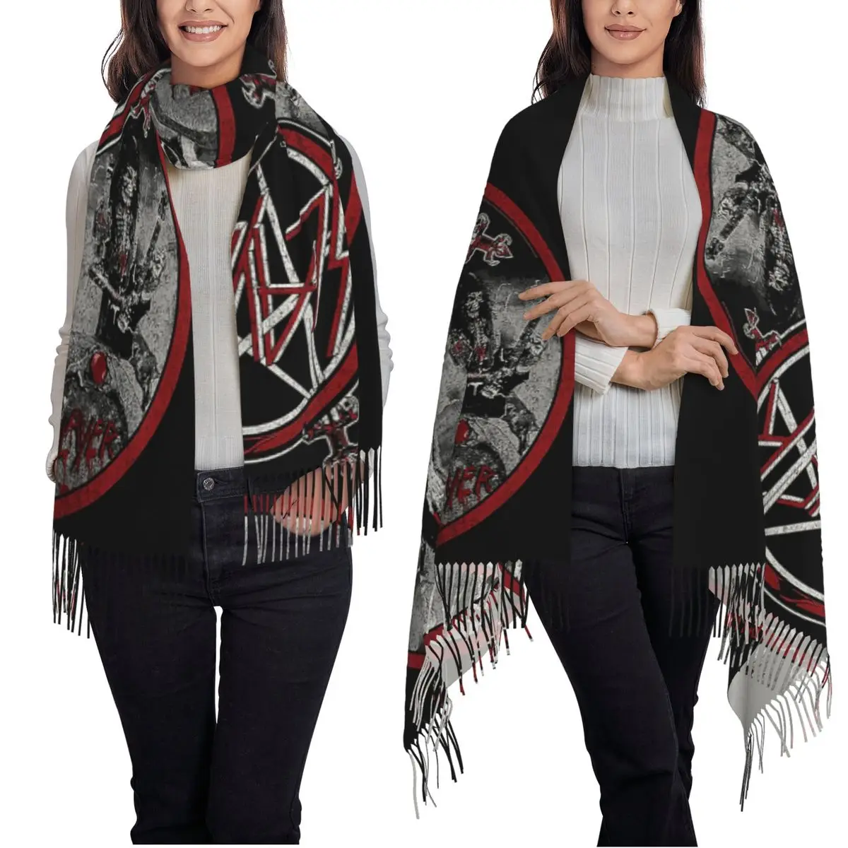 Heavy Metal Rock Slayer Live Undead Scarf Tassel Scarves for Women Soft Warm Shawls and Wraps Long Fall Winter Shawl Wrap