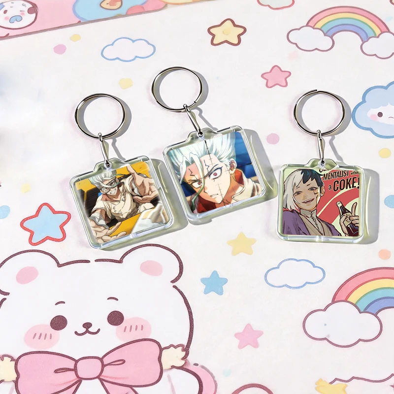 Anime D-Dr. Stone  Acrylic Keychain Handmade Hanging Ornaments for Clothes Backpack Decoration Accessories Gifts with Friends