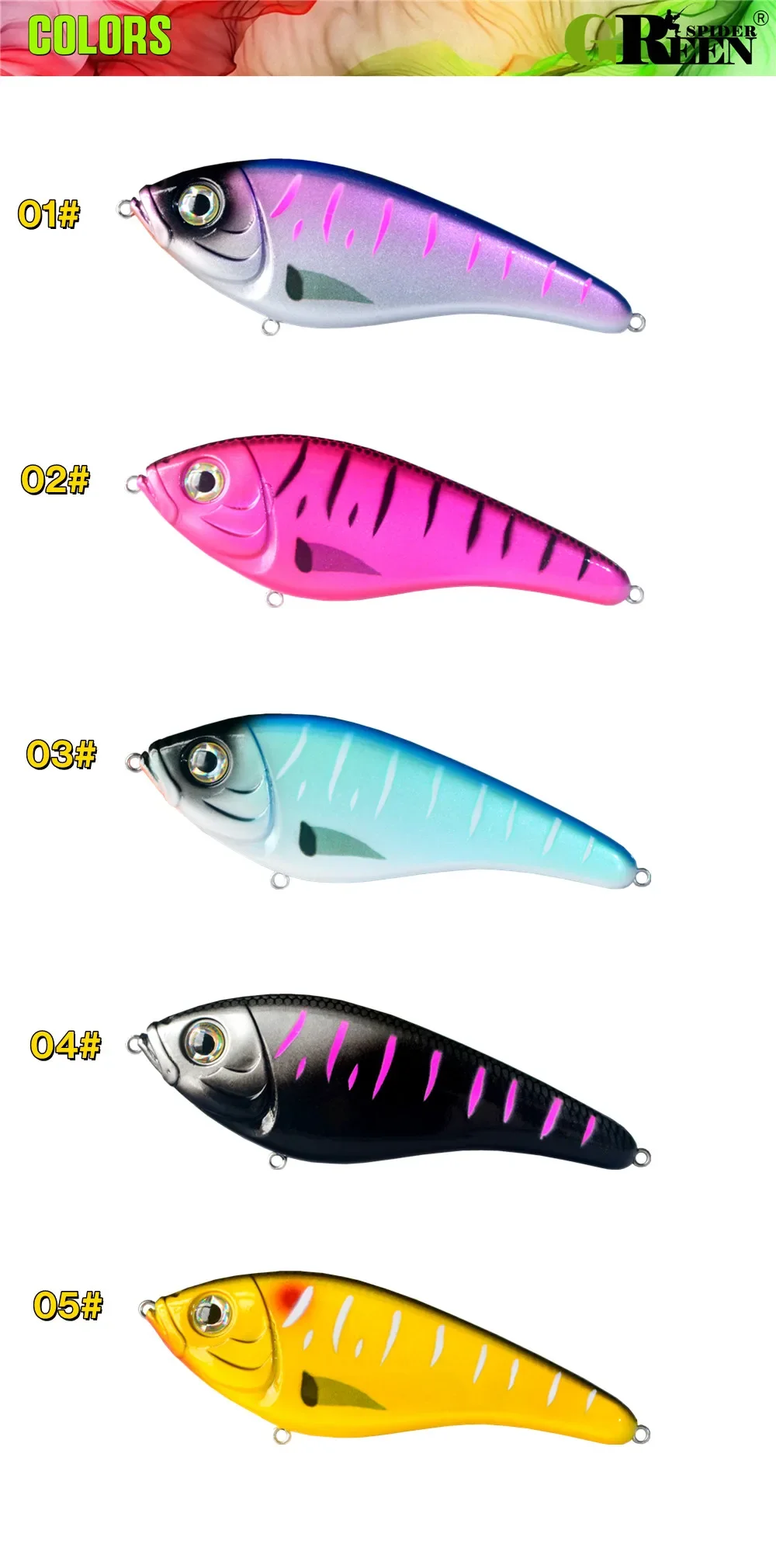 GREENSPIDER Jerkbaits Langsam sinkende Slider-Köder, 100 mm, 36 g, lauter Klang, Wobbler, Westin-Köder, Jerkbait, Angeln für Hecht, Zander – Detail 6