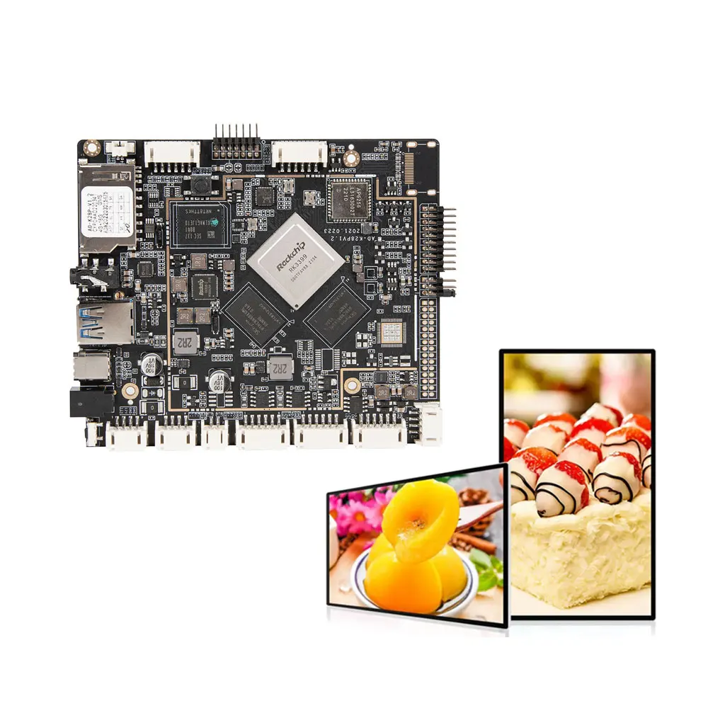 Carte mère OEM du système Android Rockship RK3399 avec interface BT et WiFi LVDS EDP