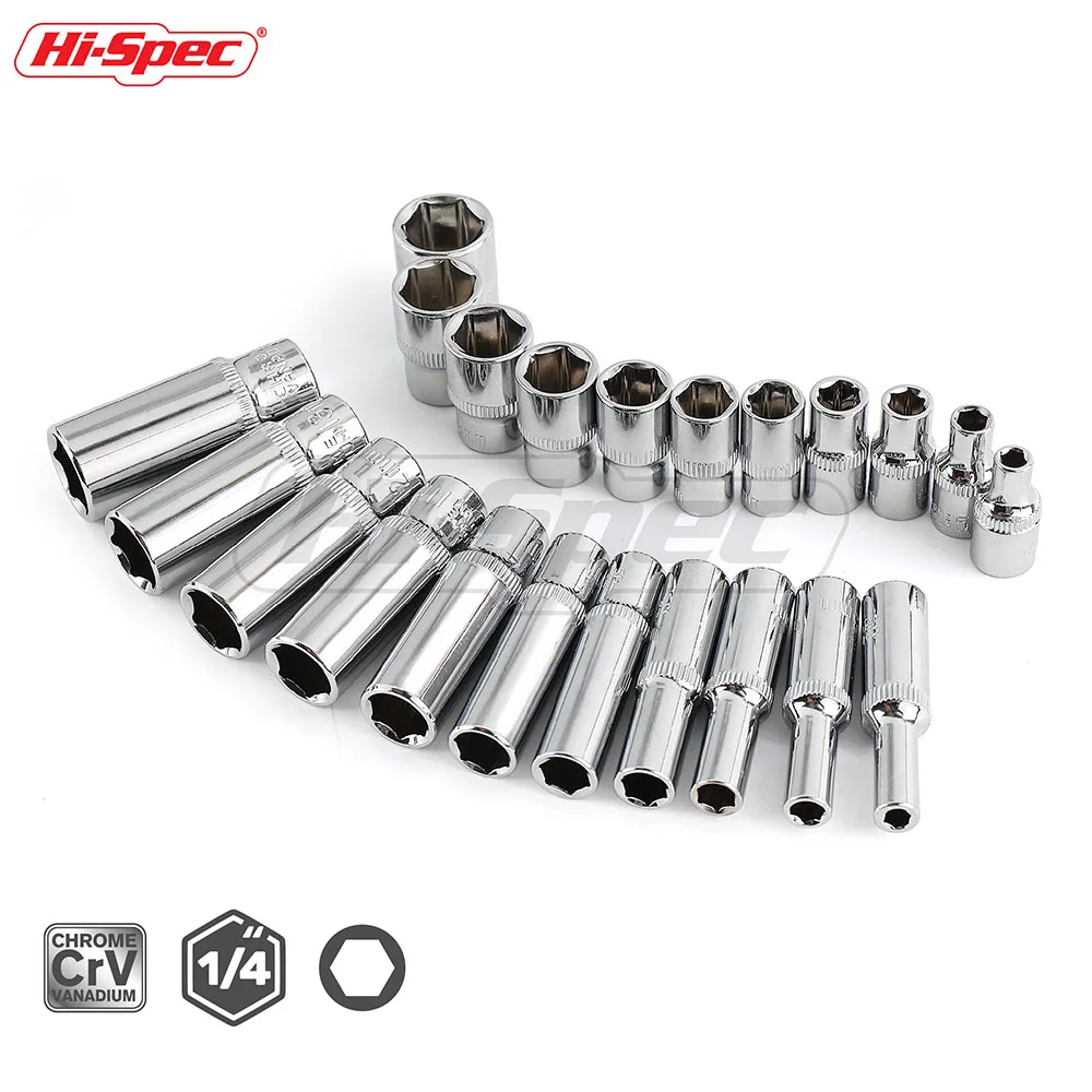 Juego de enchufes de accionamiento de 1/4 ", herramientas de mano CRV, adaptador de cabeza para llave de torsión, llave de tubo de trinquete, 4mm -14mm