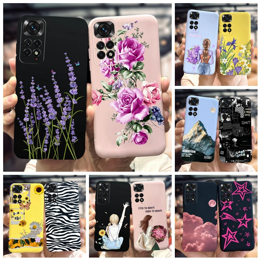 For Xiaomi Redmi Note 11 Case 2022 Slim Silicone Soft Flower Phone Cover For Xiaomi Redmi Note 11S Bumper Note11 Pro Plus Fundas