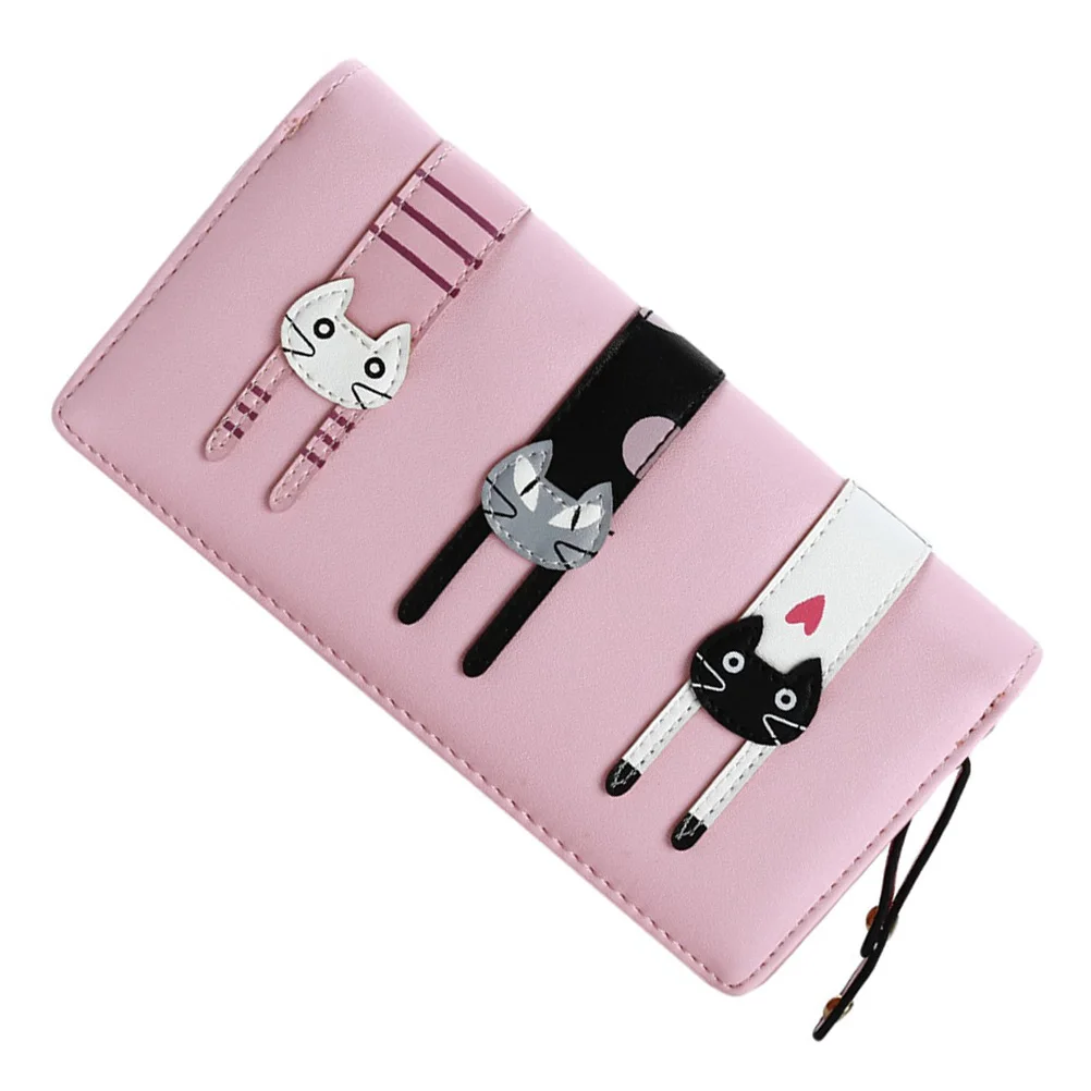 

Кошелек с мультяшным котом, розовый кошелек для девочек, Kawaii, подростковый держатель для денежных карт, кошелек из искусственной кожи, сумка на молнии, сумка для монет, сменное хранилище