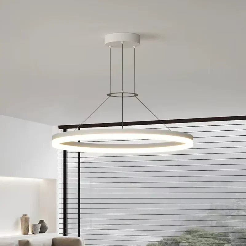 

Italian Round Chandelier Modern Simple White Aluminium Light For Dining Living Room Villa Bedroom Kitchen Island Office Light
