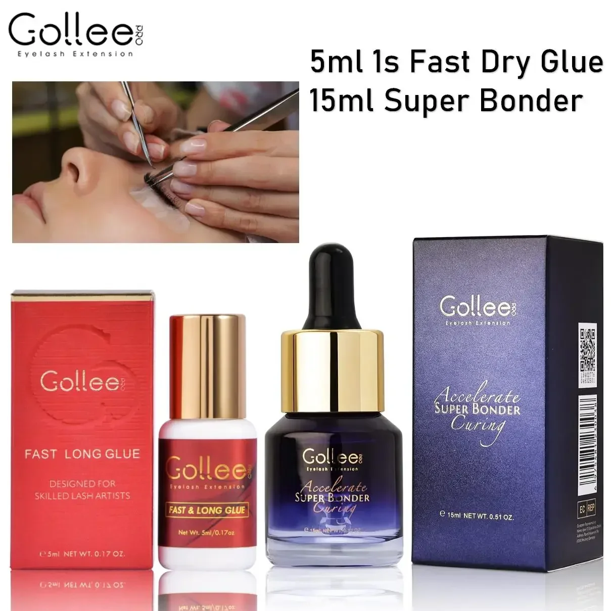 Gollee-Super Bonder Lash Sealant, Maximise la rétention des extensions de cils, Aide à la liaison de la colle, Meilleure résistance à l'huile avec la colle d'extension de cils