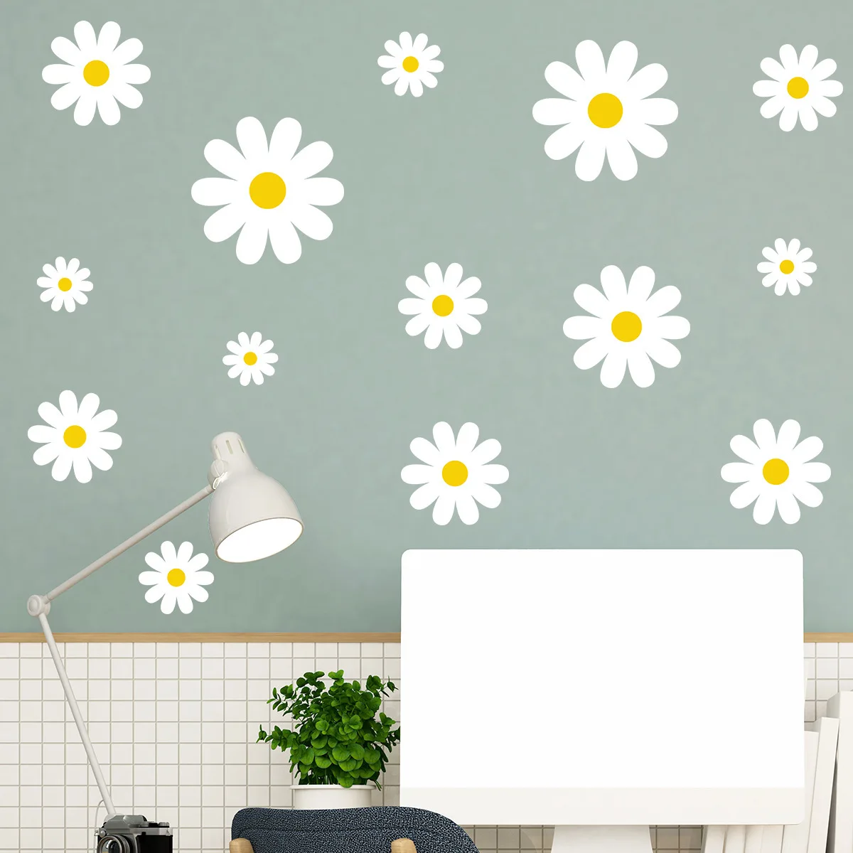 Creative Daisy Flower Wall Sticker Fresh Small Floral Decals Self-adhesive Removable PVC Vinyl Murals Living Room Bedroom Poster