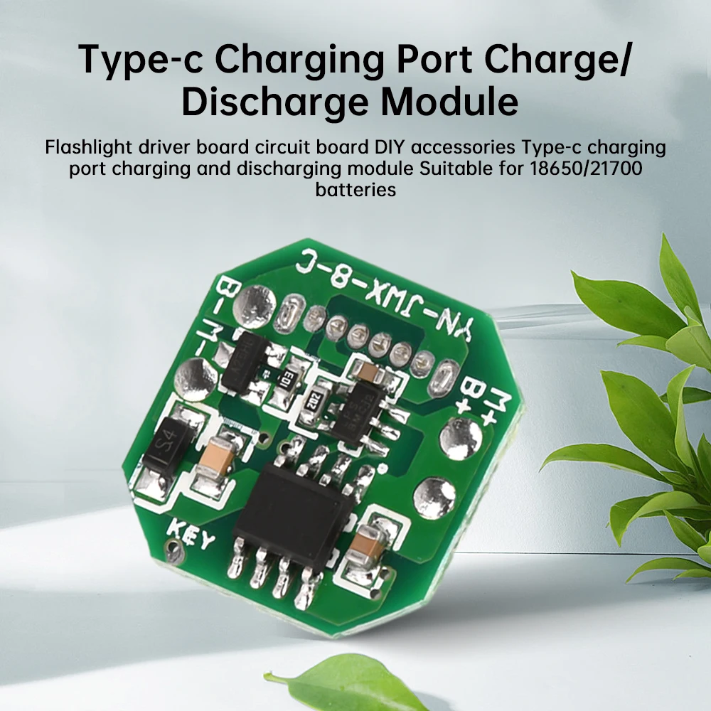 Strong flashlight driver board DIY circuit board Type-C charging port integrated charging and discharging module