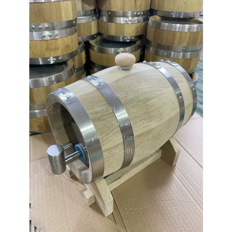 5L Vintage Oak Wine Barrel, Large Capacity Wooden Storage Container for Whiskey Tequila Home Brewing