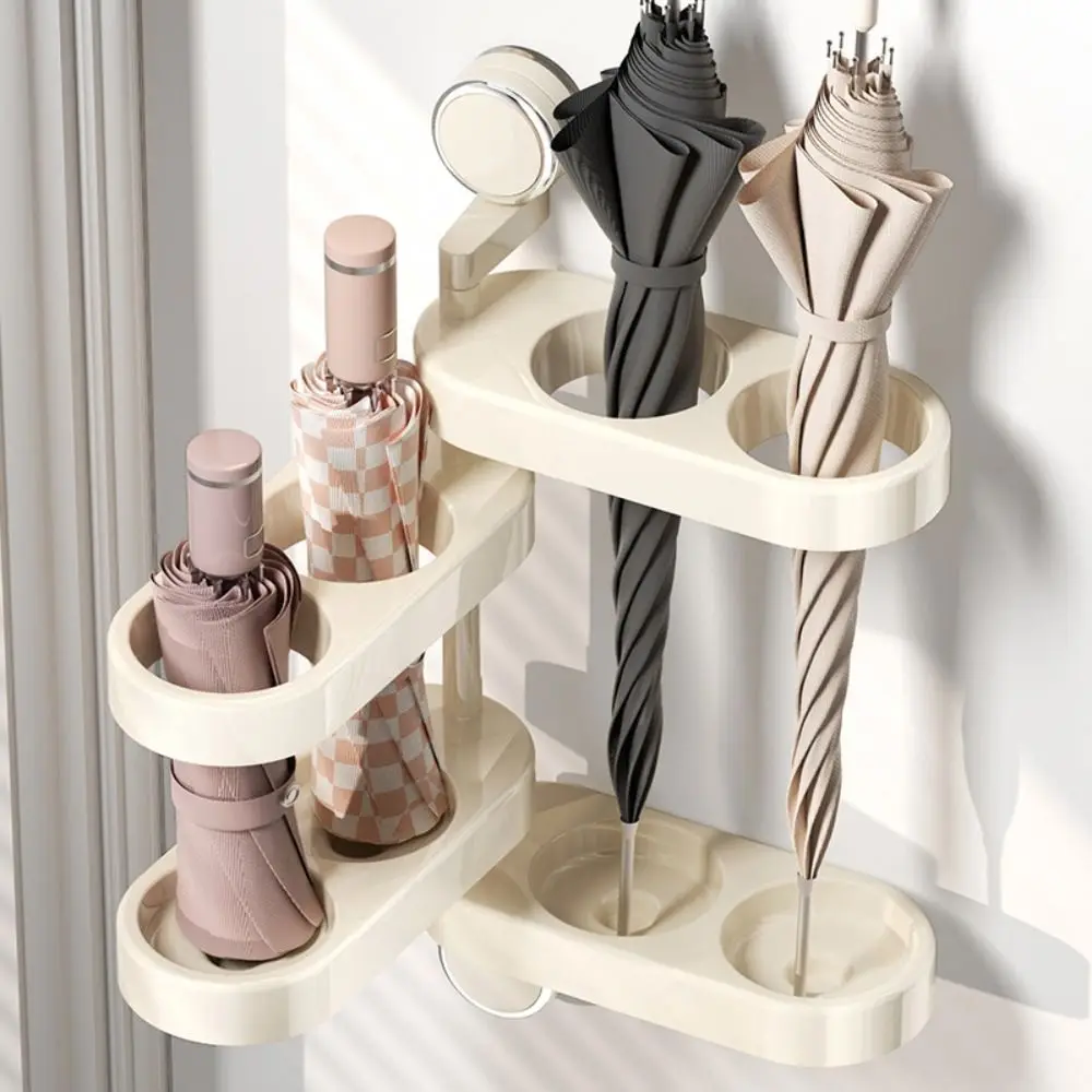 

Suction Cup Umbrella Storage Rack Rotatable Creative Umbrella Organizer Shelf Punch-free Multi-functional Rain Gear Container