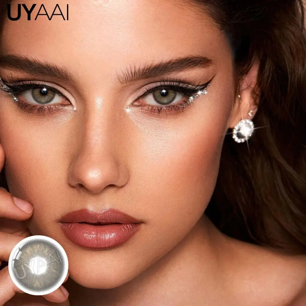 UYAAI 1 Paar farbige Kontaktlinsen für die Augen, natürliche braune Linsen, Schönheitslinsen, graue Linsen, Augenkontaktlinsen für Frauen, hochwertige Linsen – Detail 5