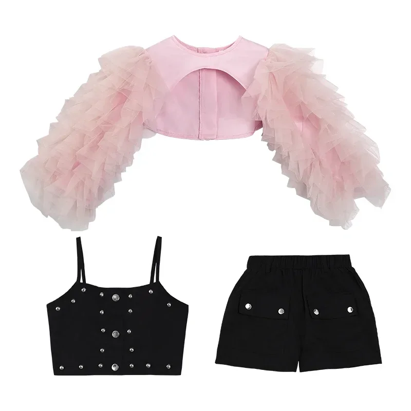 ZZL K-PoP 의류 소녀 모델, 친환경 패션쇼, 어린이 패션쇼, 재즈 댄스 코스튬, 세트