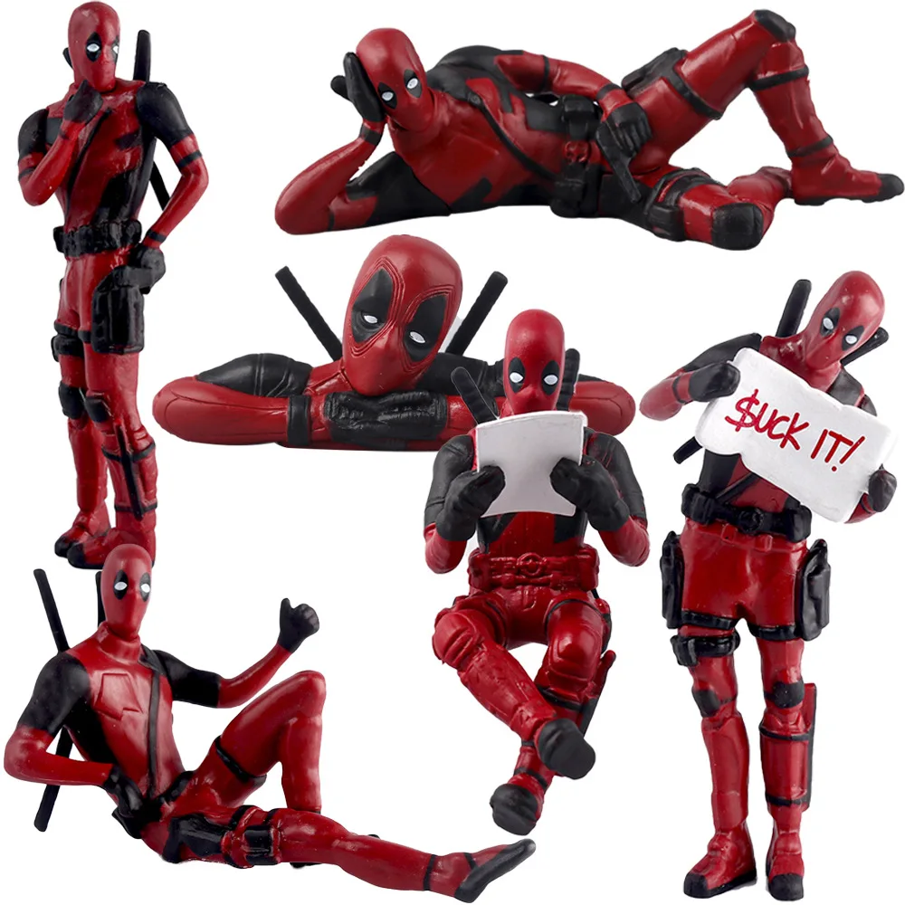 Figura de acción de Deadpool de anime, decoración para el interior del coche, modelo sentado, mini figura de X-Men, colgante, accesorios para coche, regalo