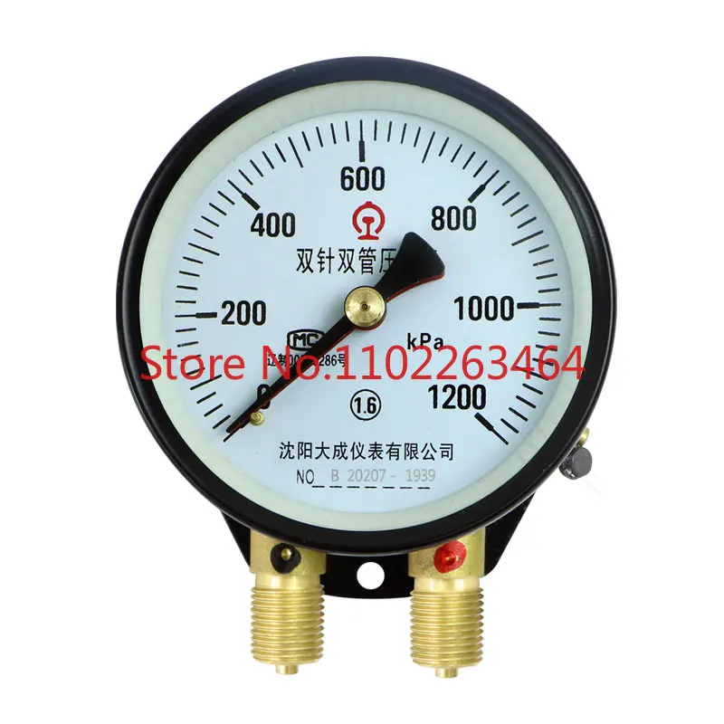 [Dacheng] Double-needle double-tube pressure gauge YZS102 1000/1200/1600/2500kpa, directly sold by the manufacturer