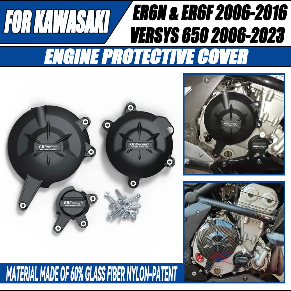 

ER-6N/F Motorcycles Engine Cover Protective Case For KAWASAKI ER6N ER-6N 2006-2016 ER6F ER-6F 2006-2016 Versys 650 2006-2023