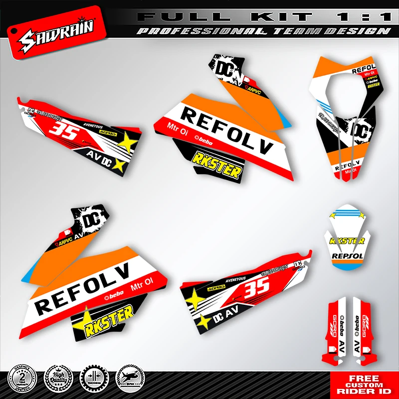 

Sawrain Motorcycle Graphics Backgrounds Decals Stickers Kit Number Name Custom For KTM SMR 690 R 2007 2008 2009 2010 2011 002