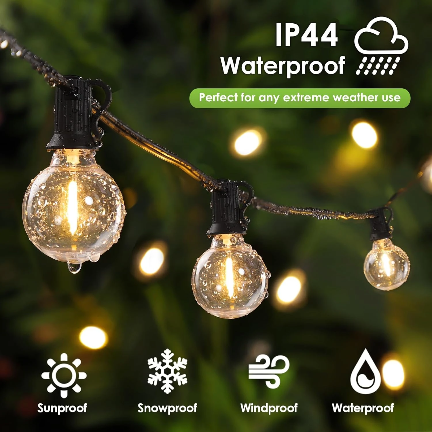 8M/24M/45M Outdoor Garten Lichterketten G40LED Bruchsichere Glühbirne IP44Fairy Lampe 2700K Hochzeit Weihnachten party Decor Girlande Lampe – Detail 6