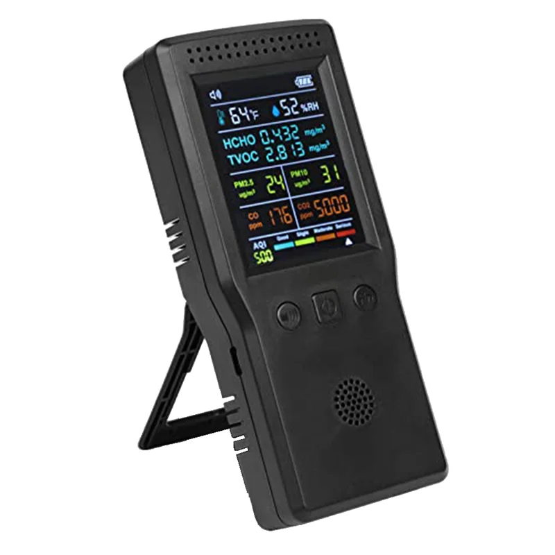 

ABIS-Air Quality Monitor 9 in 1,Formaldehyde Detector Indoor, Temperature & Humidity CO2 Meter, ,Detect PM2.5Monitor Black