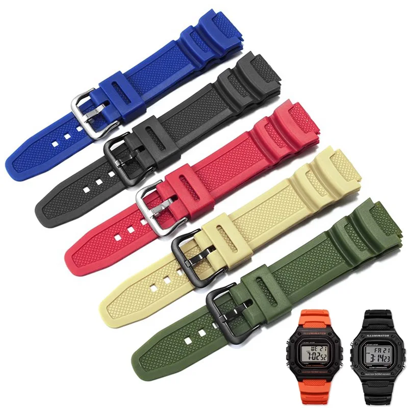 Watch Band accessories are suitable for Casio Watch W-218h / F-108 AE1200 / 1000 / 1300 resin silicone watch straps 18mm