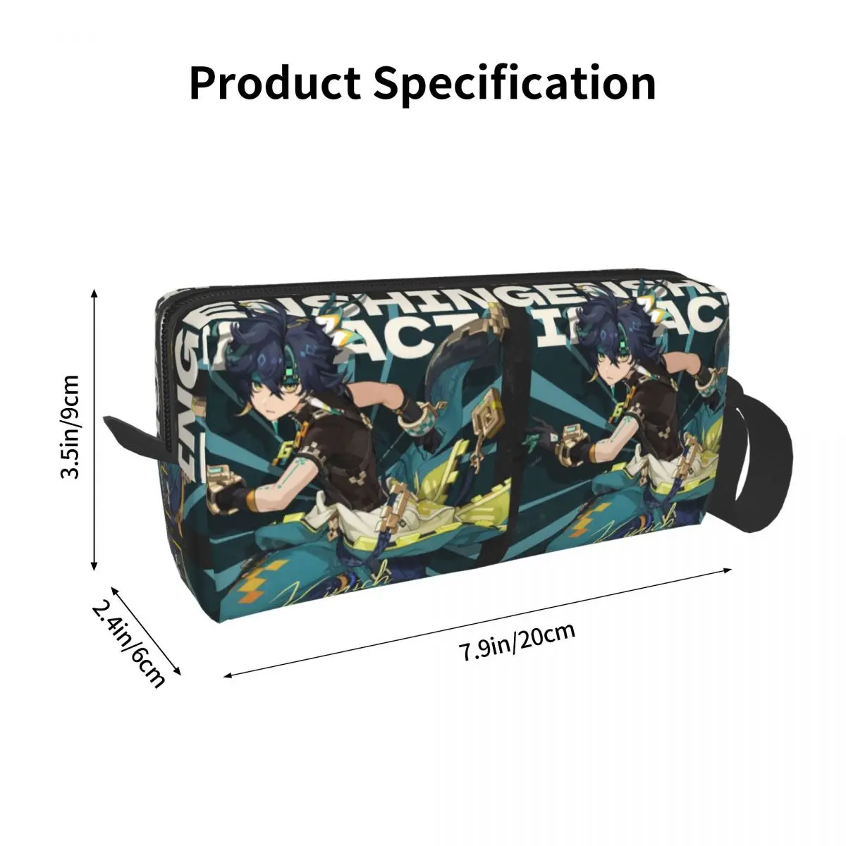 Kinich Sunblast Genshin Impact Makeup Bag Cosmetic Organizer Toiletry Cosmetic Bag for Women Beauty Travel Pencil Case