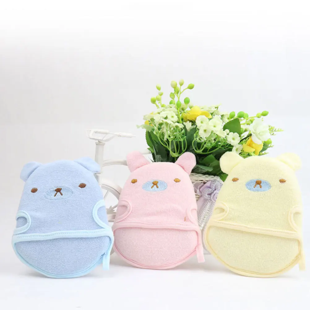 3 قطعة قفازات الدش الكرتونية حمام الطفل ميت الاطفال مناشف المحمولة تنظيف الجسم قفازات طفل دش الملحقات